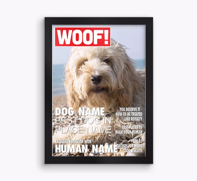 ''Woof Magazine'' - {breedFullName} Photo Upload Framed Print